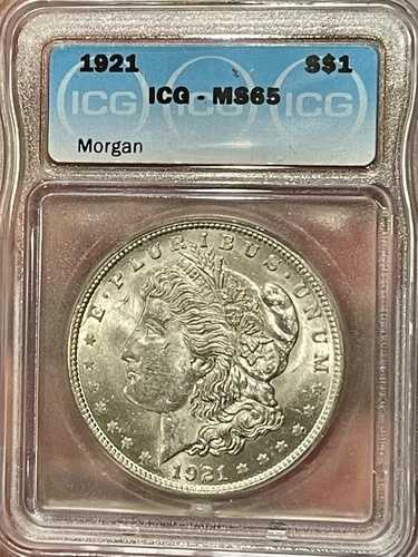 1921年 モルガン銀貨 1ドル MS65 ICG (18)