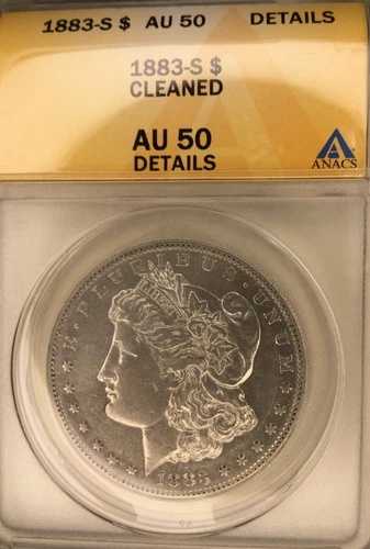 1883-S モルガン・ダラー銀貨 1ドル 未使用 ANACS AU50 クリーニング済み
