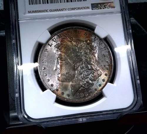 1881 O モルガン・ダラー $1 - NGC MS62 - 最もユニークなトナー ++COLORS++