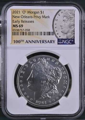 2021-O 1ドルモルガン銀貨 NGC MS 69 | 初版発行 ニューオーリンズ・プライビー 58,080円
