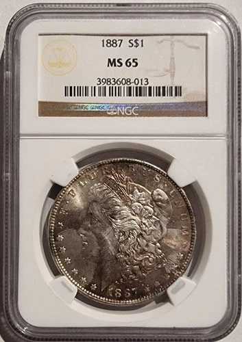1887年 モルガン銀貨 NGC MS65 90%銀