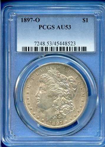 1897 O PCGS AU53 モルガン・ダラー $1 米国造幣局 銀貨 希少 キーデート 1897-O AU-53