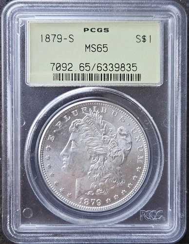 1879-S モルガン銀貨 PCGS MS65 ブラストホワイト！旧PCGSホルダー入り