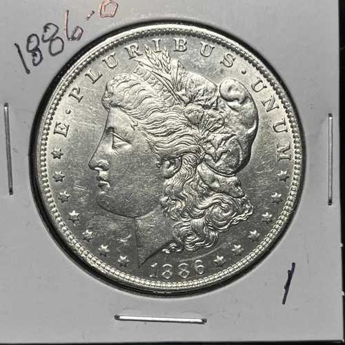 1886-O モルガン銀貨、AU 詳細