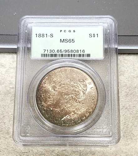 1881-S モルガン・ダラー - 美しい繊細な色調 - MS65 - PCGS - オールド・グリーン・ラベル