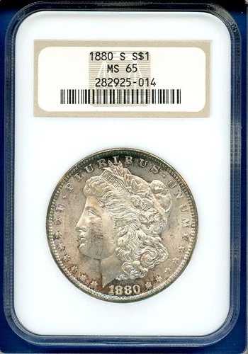 1880 S NGC MS65 モルガン銀貨 1ドル 米国造幣局コイン 1880-S MS-65 オールドファッティ｜WORLD RESOURCE【QUEEN店】 65,945円