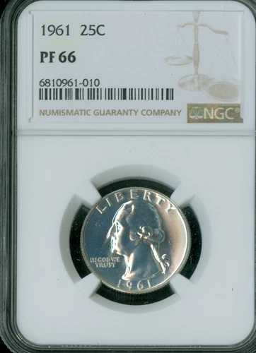 1961年ワシントン・クォーター NGC PF66 スポットレス・ブラスト・ホワイト