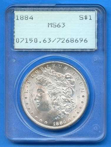 1884 P PCGS MS63 モルガン銀貨 1ドル 米国造幣局発行 1884-P MS-63 レア ラトラー