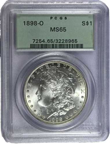 1898-O PCGS MS65 モルガン銀貨（オールドグリーンホルダー入り、OGH）