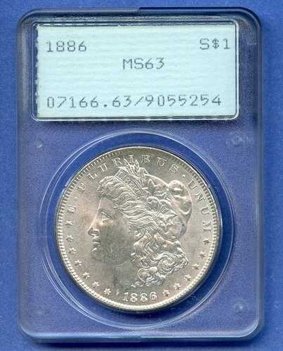 1886年 P PCGS MS63 モルガンシルバー 1ドル 米国造幣局発行 コイン ブラストホワイト レア ラトラー