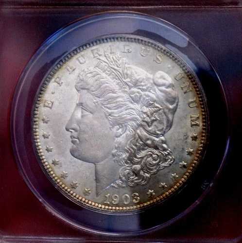 モーガン シルバードル 1903年 ANACS MS 63+++ パステルトーン アンダーグレード