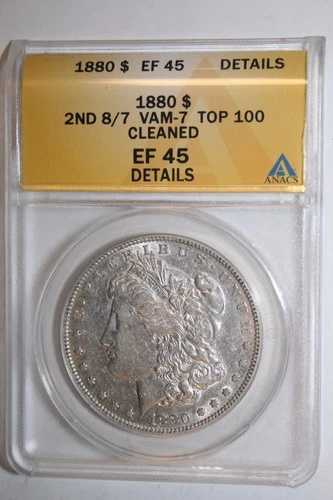 1880 8/7 VAM 7 モルガン銀貨 ANACS XF 45 詳細 65,945円