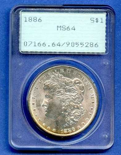 1886 P PCGS MS64 モルガンシルバー 1ドル 米国造幣局コイン 1886-P MS-64 レア ラトラー