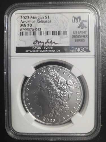 2023年 モルガン シルバー ドル NGC MS70 アドバンスリリース デビッド・ライダー直筆サイン入り MDS 65,945円