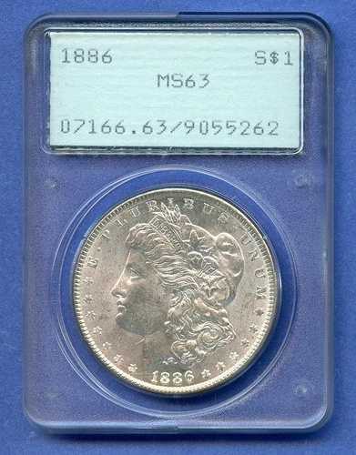 1886年 P PCGS MS63 モルガンシルバー 1ドル 米国造幣局発行 コイン ブラストホワイト レア ラトラー