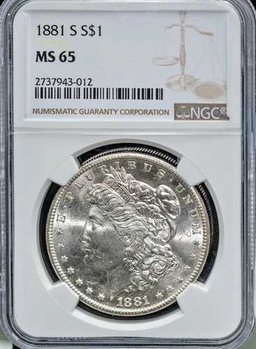 1881-S モーガン銀貨 - MS-65 NGC NICE - 光沢のある素晴らしい光沢 送料無料 @2837
