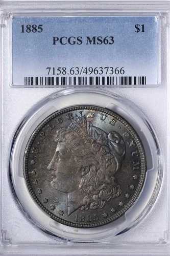 BU 1885 モルガン銀貨 PCGS MS63 トーン KICNM