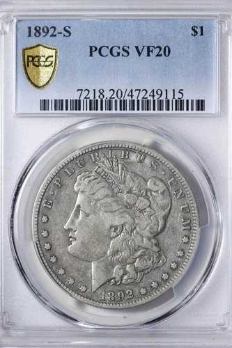 1892-S モルガン銀貨 PCGS VF20 IYCCM