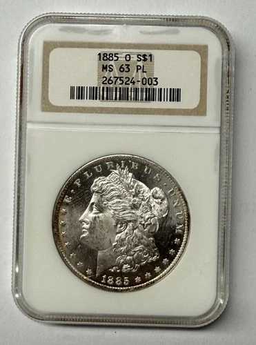 1885-O モルガン銀貨 NGC MS63 PL