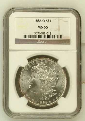 1885 O モルガン銀貨 NGC MS-65