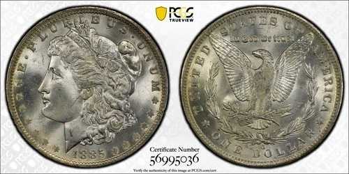 1885 O モルガン銀貨 PCGS MS-65