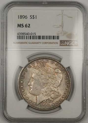 1896年 モルガン シルバードル 1ドル硬貨 NGC MS-62 トーン (13b)