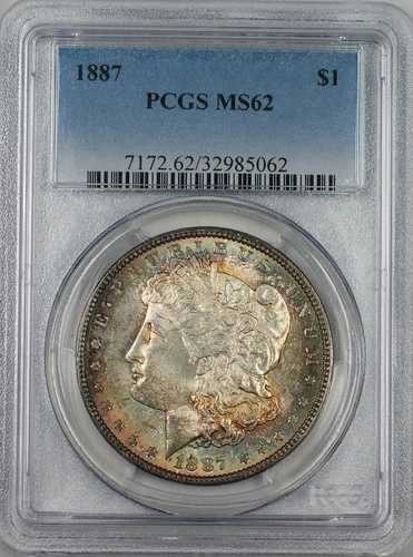 1887年 モルガン シルバードル 1ドルコイン PCGS MS-62 良好な状態 (Tb)
