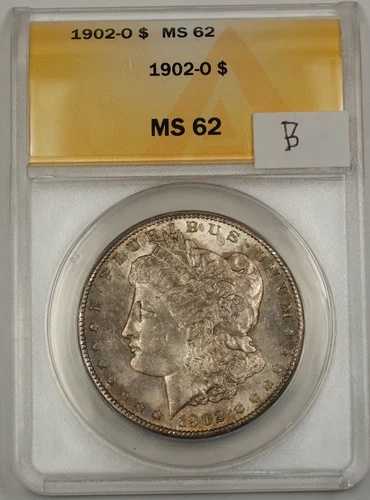 1902-O モルガン シルバー ダラー 1ドル コイン ANACS MS-62 トーン (B)