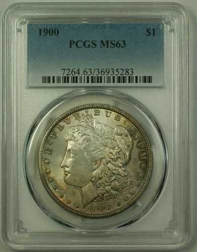 1900年 モルガン銀貨 1ドル硬貨 PCGS MS-63 トーン (21)