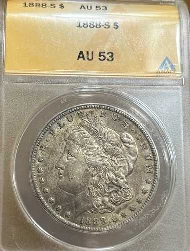 1888-S モルガン銀貨 ANACS AU53 美しい色彩と光沢