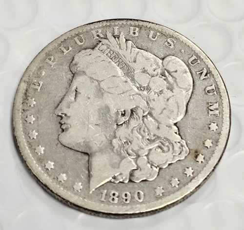 1890年CCモルガン銀貨、表面落書き J93