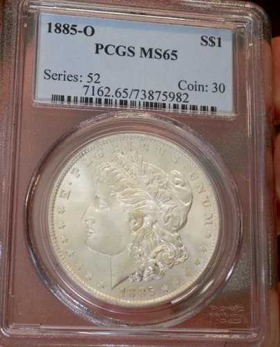 モーガン シルバードル 1885 O PCGS MS65+++ 古いホルダー アンダーグレード ブラストホワイト