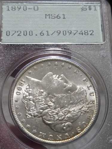 1890年 O モーガン シルバードル OGH RATTLER MS61 PCGS BU Unc コイン アンダーグレード