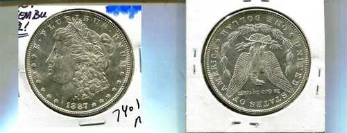 1887年 P モーガン シルバー ドル ジェム BU プルーフ 7401R