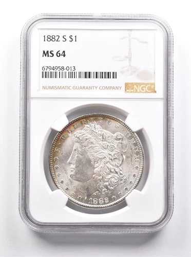 MS64 1882-S モルガン銀貨 NGC 美しい色調 *7447