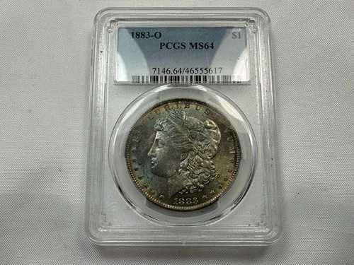 1883年 O モルガン銀貨 PCGS MS64 - カラフルなレインボートーン