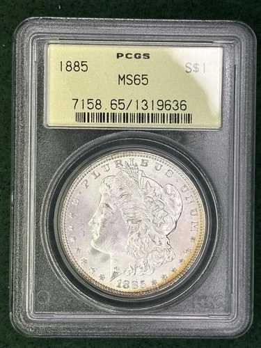 1885年 フィラデルフィア モルガン シルバードル PCGS MS 65 オールドグリーンホルダー リムトナー