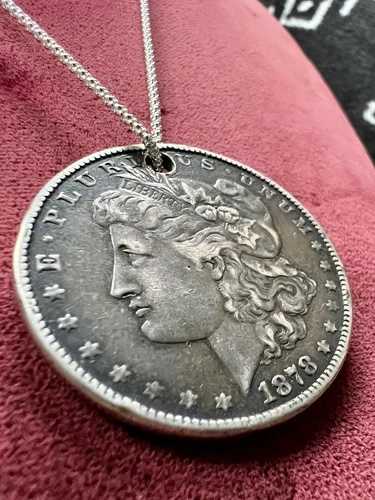 1878年 モルガン銀貨 1ドル アンティーク コレクティブコイン 0.925 シルバー 3g 20インチチェーン
