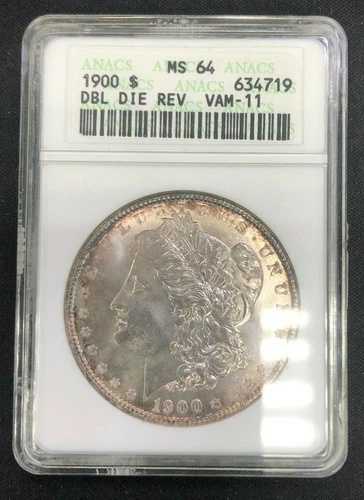 1900年 モルガン銀貨 VAM-11 ダブルウィング ANACS MS64 トップ100 ダブルダイリバース