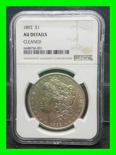 1892年 P フィラデルフィア モルガン シルバー ダラー - NGC クリーニング済み AU 詳細