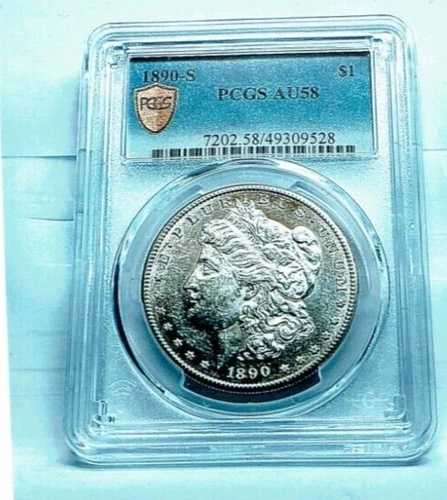1890-S モーガン AU 58 PCGS ゴールドシールド