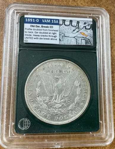 1891-O モーガン シルバー ドル - VAM 15A - ダブルイヤー、ブレイク ED. R7 XF+。