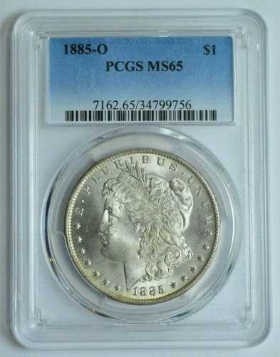 1885-O PCGS MS65 モーガン ダラー シルバー ベター デート $1.00、グレーディング済み米国コイン!