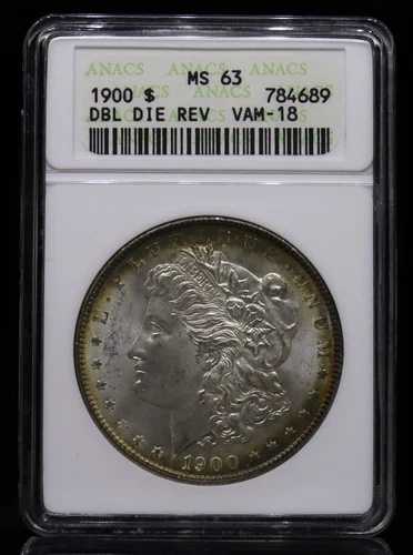 1900年 モルガン・ダラー VAM 18 DBL Die REV ANACS MS63