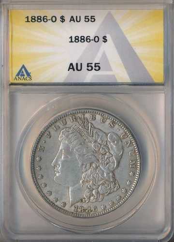 1886-O モーガン シルバー ドル **ANACS 認定 AU 55** 送料無料!!