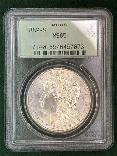 1882-S モルガン銀貨 1ドル - PCGS MS65 OGH オールドグリーンホルダー 優良日付