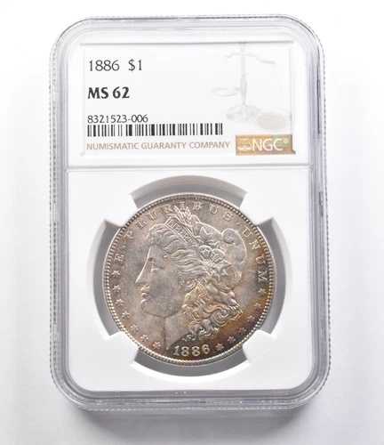 1886年 モルガン銀貨 MS62 NGC 美しいトーン *2544