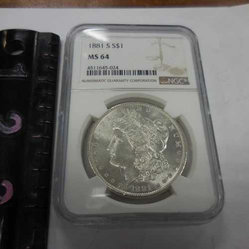 1881-S モルガン銀貨 NGC MS64