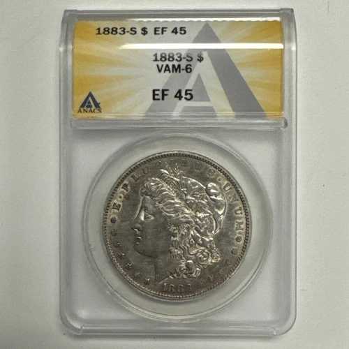 1883-S 1ドル モルガン銀貨 ANACS EF45 VAM-6 XF+