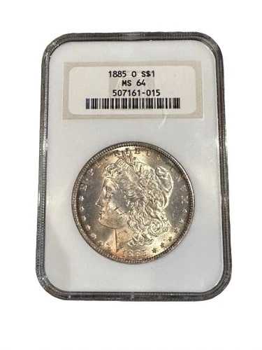 ??デュアルトーニング 1885 O $1 モルガン シルバー ダラー コイン NGC MS64 ヴィンテージ ファッティ ホルダー